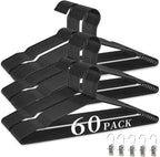 60Pack Metal Wire Hangers+5 Clothes Pins, 16.5" Wire Clothes Hangers for Standard Sized Shirt, Suits, Jackets, Skirts, Ultra Thin Space Saving, Bulk for Home and Commercial