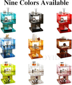 Clear Acrylic End Table, Acrylic Nightstand, 3 Tier Small Side Table, Modern Bedside Table, Coffee Table with Storage for Living Room Bedroom,Lake Blue