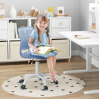 Giantex Modern Kids Desk Chair, Armless Study Chair with Adjustable Height, Ergonomic Office Chair with Wheels, Rolling Swivel Mesh Task Desk Chair for Girls Boys Teens, Blue