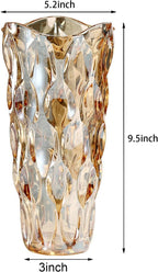 9.5" High Thickened Amber Glass Flower Vase for Home Decor, Dining Wedding Table Office Holiday Party Centerpiece Decoration
