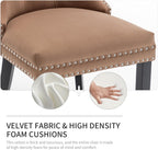 Velvet Dining Chairs Set of 6, Upholstered Dining Room Chairs with Nailhead Trim, Sillas de Comedor Modernas 6, Wooden Kitchen Chairs for Dining Room, Living Room, Kitchen, Bedroom, Brown