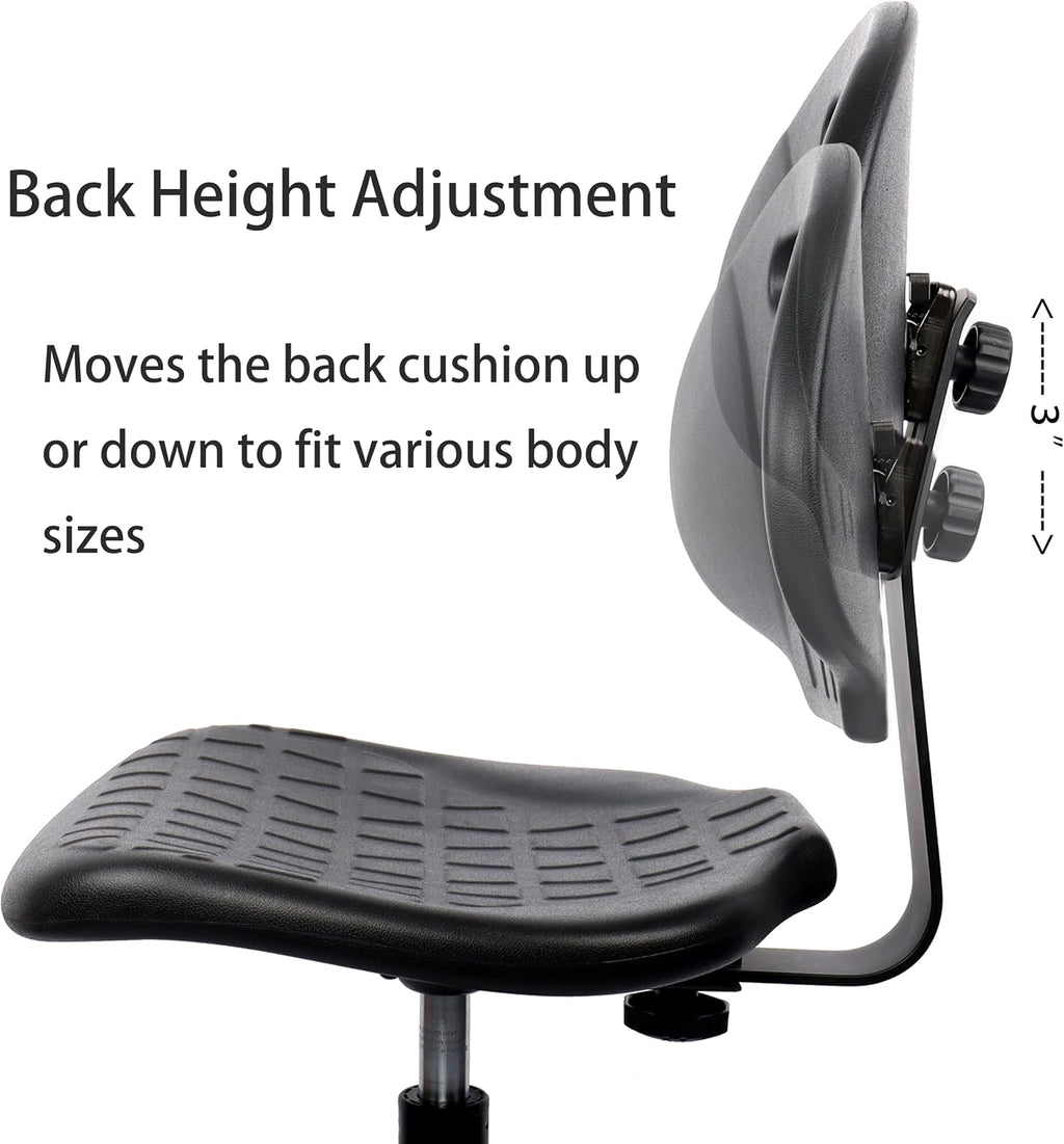 TAKE UR SEAT Deluxe Polyurethane Drafting Lab Stool Chair, 18" Adjustable Footring, 10" Adjustable Height, 450 lbs seat Capacity, Heavy Duty