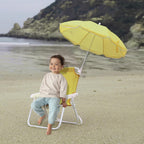 Kids Beach Chair with Umbrella Foldable & Detachable Beach Chair with Canopy, Lightweight and Sturdy Outdoor Seat for Camping, Travel, Lawn, Yellow, Chairs
