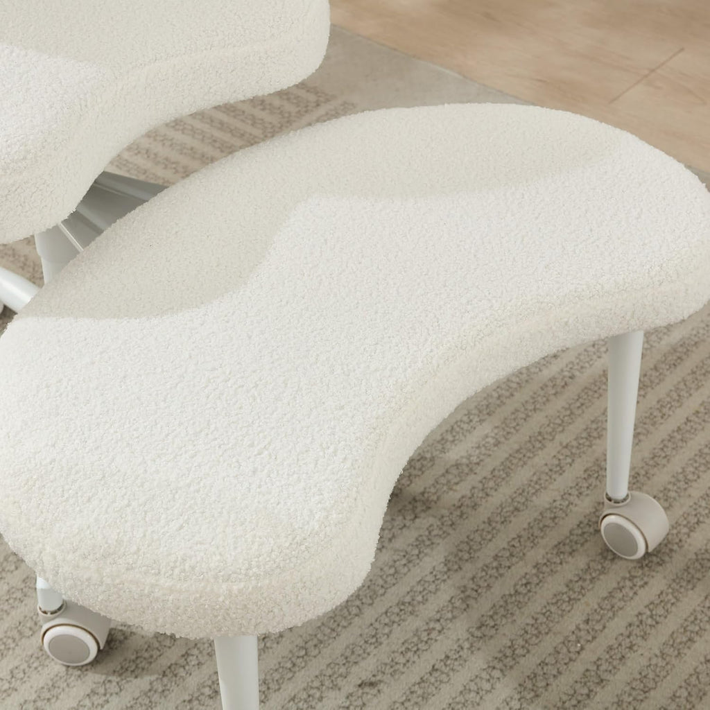 Meditation Chair Plus, Cross Legged Kneeling Office Chair with Wheels, Adjustable Swivel Stool, Lumbar Support, Ergonomic Criss Cross Desk Chair, Ivory, Silla de rodillas ergonómica (Lovry)