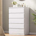 Jocoevol White 5 Drawer Dresser for Bedroom, 15" D x 23.7" W x 40.4" H in Simply Modern Chest of Drawers, Wood Storage Dresser with Deep Drawers for Living Room Hallway Entryway, White