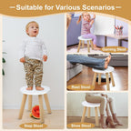Wooden Step Stool for Kids, Children's Stool Matched Sensory Table, Children Sitting Stool with Assembled Four-Legged, Multi-Purpose Kids Chairs for Bathroom Kitchen Bedroom, Natural Anti-Slip, 2 Pack
