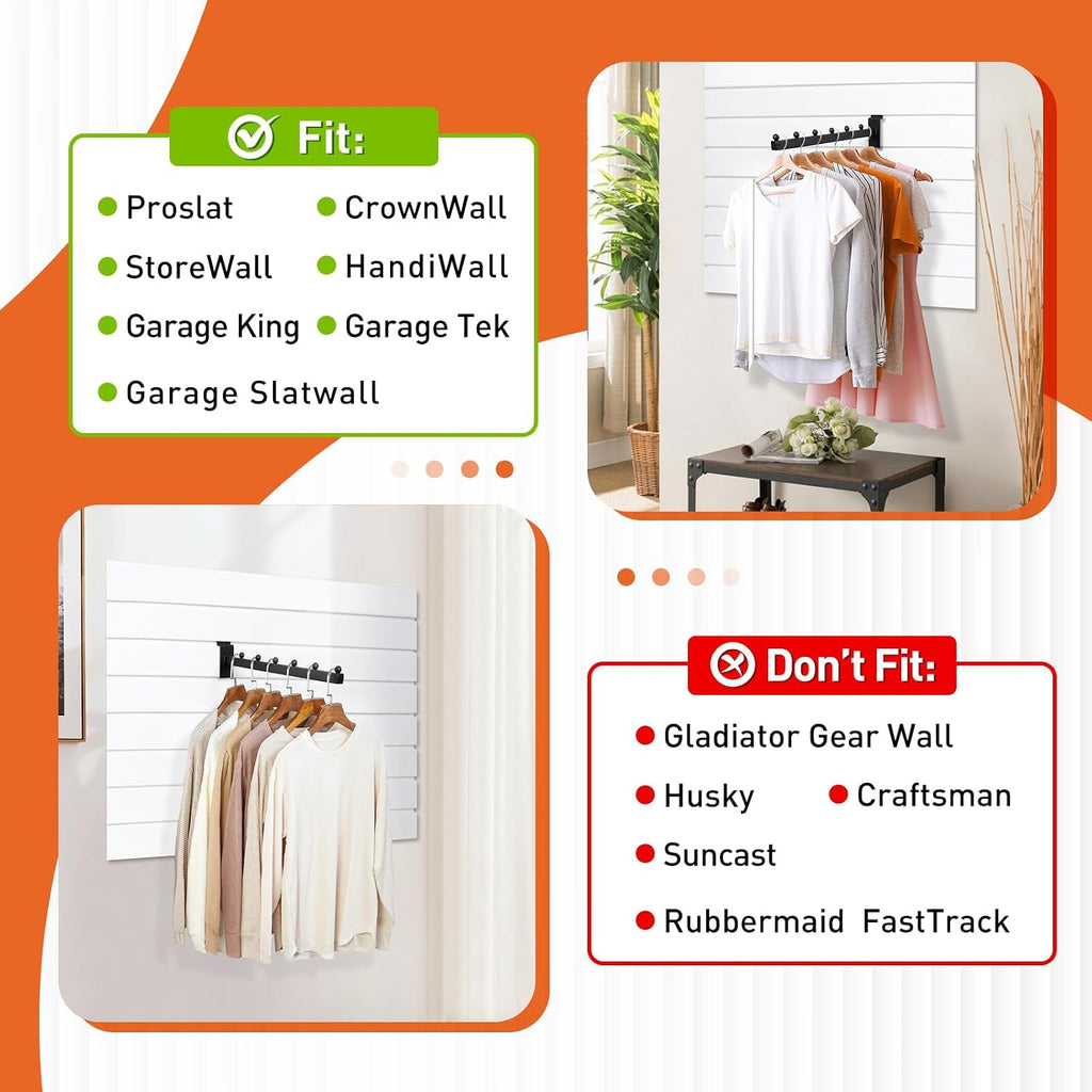 12 Inch Waterfall Slatwall Display Hooks with 6 Balls, Heavy Duty Tube Slat Wall Hanger, Slatwall Accessories for Retail Display, Clothing, Bags, Accessories(18 Pcs)