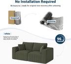 Modular Loveseat Couch Cloud Couches for Living Room - 79" Boneless Sofa - No Assembly Required, Cozy Corduroy Convertible Full Sponge Compression Sofas for House, Apartment(Green)
