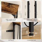 CHOEZON 29.5" Narrow Console Table with Adjustable Height (21.1"-29.9"), Behind Couch Table, Entryway Table with Power Outlet, Narrow Sofa Table, for Entryway, Rustic Brown and Black TXG10UBF