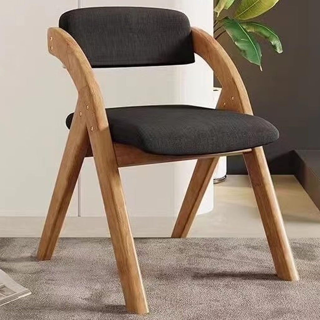 Chair, Wooden Folding Chairs with Cushion, Non-Assembly Design, Linen Fabric Padded Seat for Party Picnic Dining(Walnut Beige)
