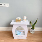 Modern Square Design Small End Table with Rounded Edges Space Efficient for Studio Apartments Bathroom Living Room Small Space Bedsides
