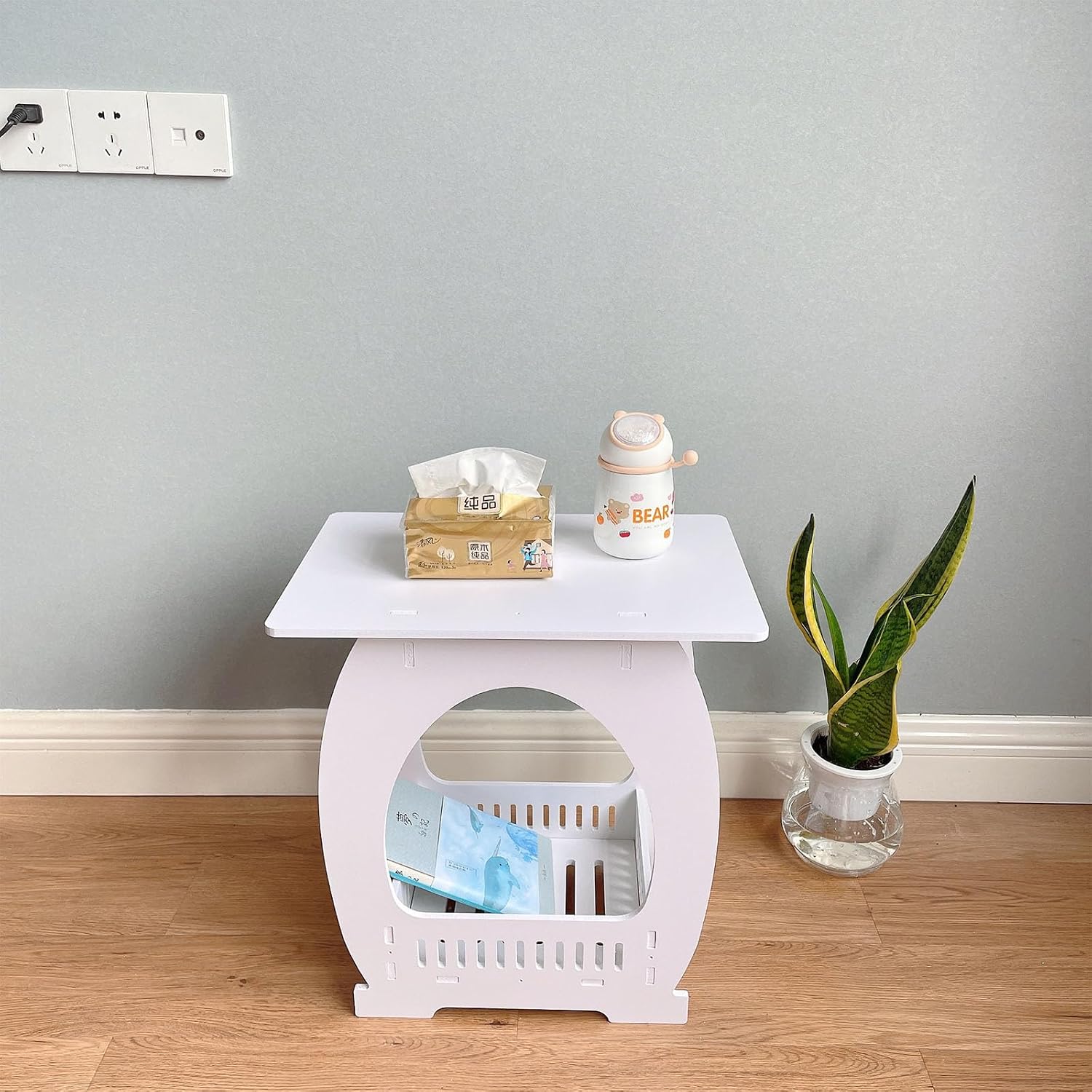 Modern Square Design Small End Table with Rounded Edges Space Efficient for Studio Apartments Bathroom Living Room Small Space Bedsides