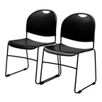 National Public Seating 850 Commercialine Value Stack Chair with Polypropylene Seat & Steel Tubing, Black