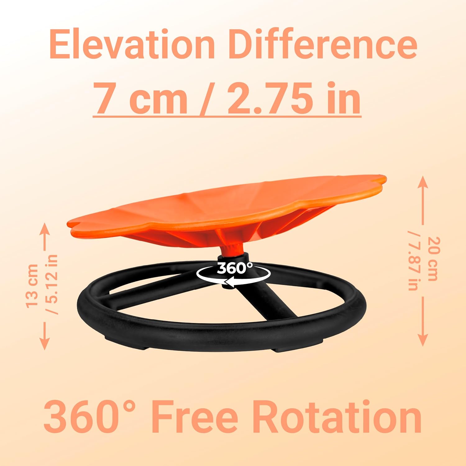 Spinning Chair for Autistic Kids, Sensory Spinning Chair for Kids & Toddlers, 220LBS Capacity, Safe Non-Slip Spin Chair with Handle, Sensory Chair for 3-8 Ages Autism & Special(Orange Flower)