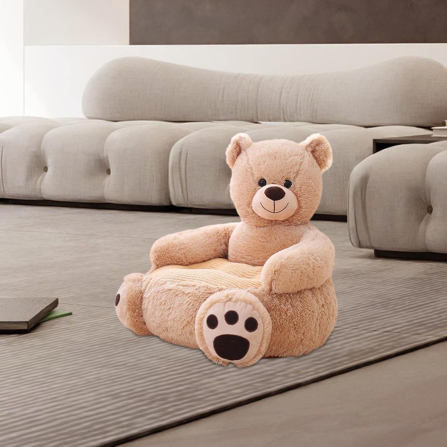 Kids Cartoons Animal Sofa Armrest Chair Premium Materials Birthday Gift Support Seat Soft Cushion Learning Sitting Nurseries Decoration, Bear