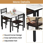 AWQM 3 Piece Dining Table Set for 2, Small Kitchen Table Set for 2 with Chairs,Wood Breakfast Nook Table and Chairs Set of 2,Dinette Set for Small Space,Dining Room,Apartment, White