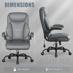 Ergonomic Office Chair, Big and Tall Office Chair, Executive Chair- Padded Leather Comfy Chair with Adjustable Lumbar Support & Flip-Up Arms, Swivel Chair for Home Office,2 Pack