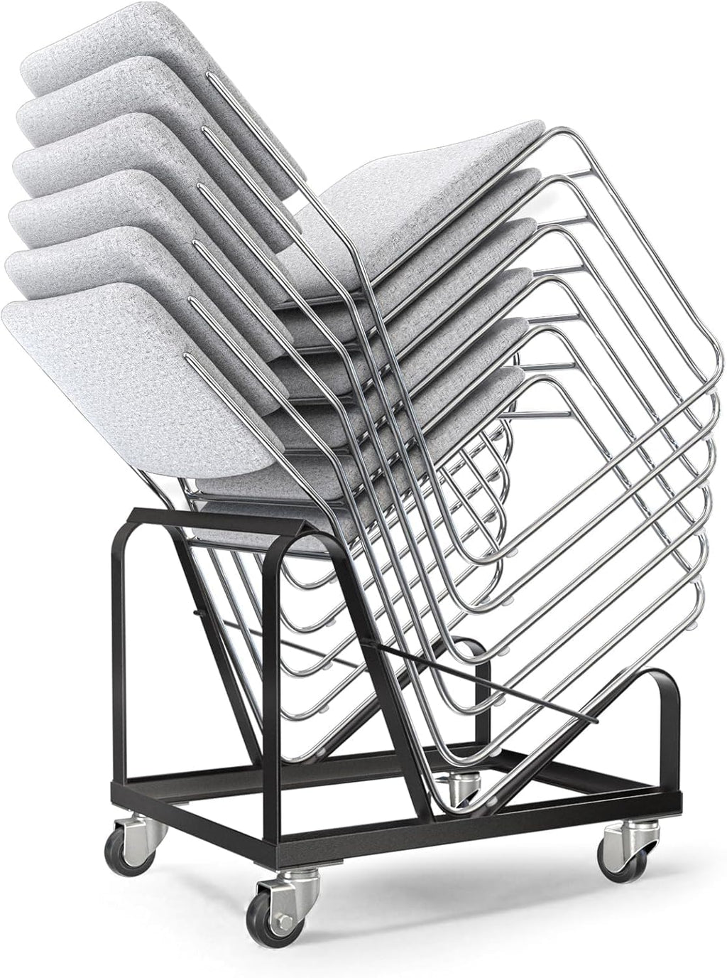 OEF Furnishings OEFDY86 Stack Chair Dolly, Heavy Duty Steel Cart (Vertical Cradle, Fits OEF8600 Series and Similar Sized Stack Chairs, 1100 lb Weight Capacity, Swivel Casters)
