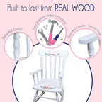 My Bambino Girl's Personalized White Wood Rocking Chair Toddler Baby Gift (Bright Butterfly Garland)