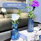 24PCS Mini Bud Vases As Wedding Centerpieces for Tables,Clear Bud Vases for Flowers,Small Flower Vases Suitable for Birthday Party,Anniversary,Wedding Reception,Baby Shower (Blue, 24PCS)