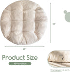 HIGOGOGO Papasan Chair Cushion with Corduroy Cover (Without Chair), 48 x 48 Inch Supportive Cushion, Overstuffed Chair Cushion,Beige
