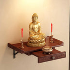 Altar Table,Bamboo Meditation Shrine Altar Cabinet with Storage for Worship & Prayer (Wall-Mounted, 15.7in)