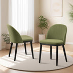 Garvee Wooden Dining Chairs Set of 4, Upholstered Kitchen Dining Room Chair, Modern Linen Fabric Farmhouse Dinner Chair with Leveling Feet/High Backrest Support for Dining Room, Living Room,Green