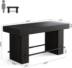 Tribesigns 62.2 Inch Bar Table, Industrial Counter Height Pub Dining Table, Rectangular Home Bar Units with Metal Footrest for Home Kitchen, Dining Room, Bistro, Black