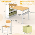 DOREROOM Kids Art Table and Chair Set, Craft and Play Wood Activity Table with Storage Bins and Paper Roll, Toddler Desk for Playroom/Nursery/Home, Kids Table and Chairs Set for Drawing/Learning/Read