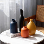 Ceramic Bud Vases Set of 4, Minimalism Style Vases for Rustic Home Decor, Black Yellow Orange Blue Vase, Multi-Color Ceramic Decorative Vases for Modern Home Decor, Floral Arrangements, Centerpieces