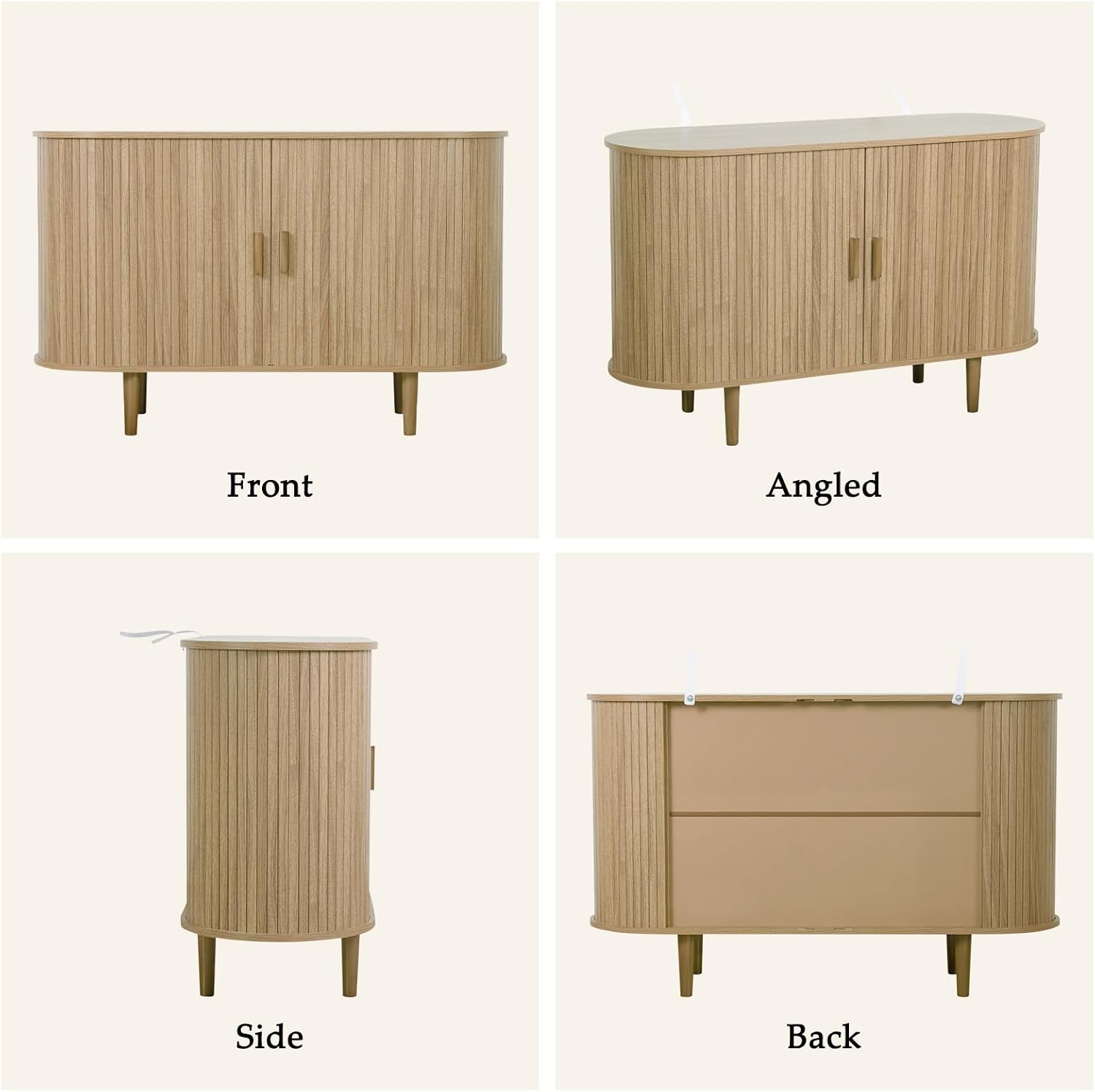 Sideboard Buffet Cabinet,46.85" Fluted Sideboard Storage Cabinet with Fluted Sliding Door,Modern Stand Console Cabinet for Kitchen & Living Room,Restaurant,Entryway(Light Oak)