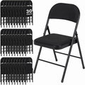 30 Pack Folding Chairs, Fabric Dining Chair Set with Padded Cushion and Back, Indoor Outdoor Seat for Home Office, Parties, Events, Wedding, Extra Guest Seating, Obsidian Black