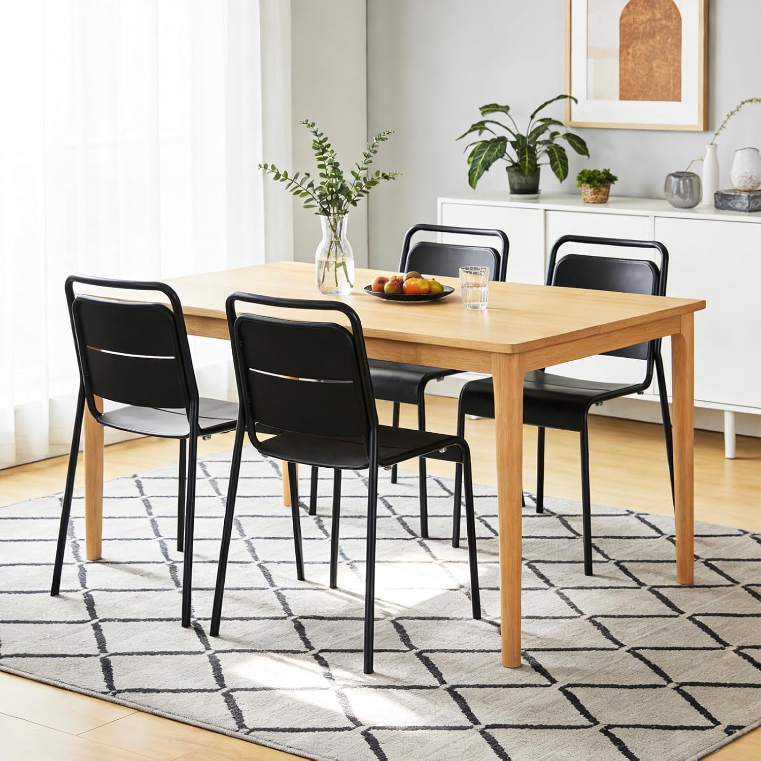 Metal Dining Room Chairs, Heavy Duty Stackable Chairs, Support Up to 380 lb, No Assemble, Kitchen Chairs Set of 4, Space Saving Seating for Home, Living Room, Waiting Room, Outdoor