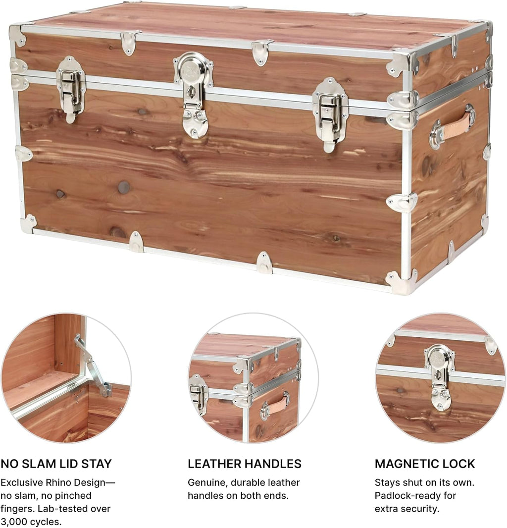 Rhino Trunk & Case Knotty Cedar Chest – XXL Storage Box, Coffee Table, End of Bed Trunk or Entryway Storage Bench – 36"x18"x18" USA-Made, Furniture Grade, Heirloom Aesthetic – Strong and Secure