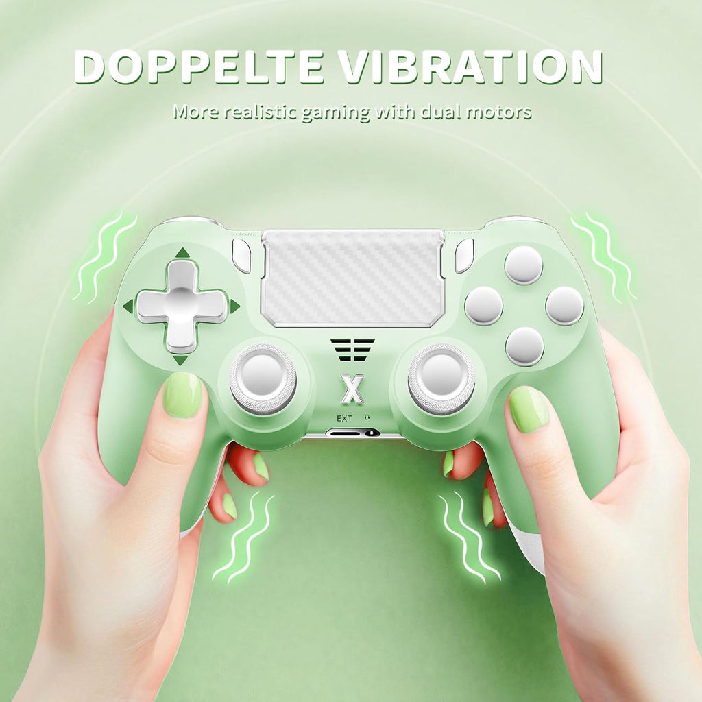 Puiseno Wireless Controller for PS-4, Dual Vibration Game Joystick/Motion Sensing/Touchpad/Speaker/3.5mm Audio Jack Headphone, Upgraded Six-Axis Sensor, Compatible with PS4/Slim/Pro Console/PC (green)