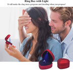Luxury LED Lighted Ring Box - Heart Shaped Elegant Red Ring Case for Wedding Rings, Perfect for Engagement, Proposal, Anniversary, Ceremony, and Gift Giving