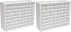 Akro-Mils 64-Drawer Plastic Drawer Storage Cabinet for Garage Organization, Bead Organizer, Building Bricks Storage, Teacher Toolbox, Makeup Organizer, 20-Inch W x 6-Inch D x 16-Inch H, 10164 White