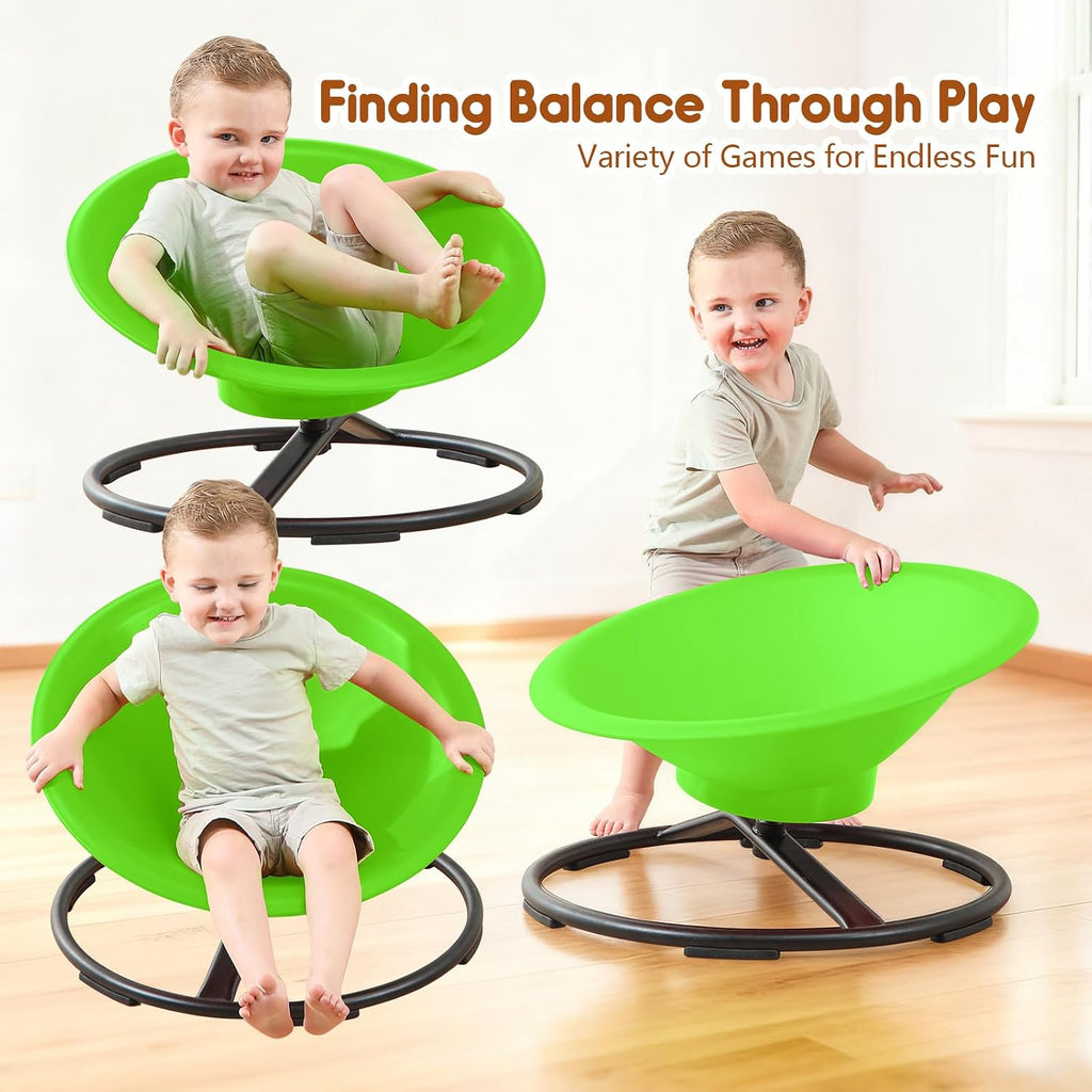 Spinning Chair for Autistic Kids, Sit and Spin Autism Toys for Age 3+, Sensory Swivel Chair Enhancing Motor Skills, Educational Indoor & Outdoor Toys (Green)