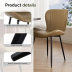 Dining Chairs Set of 4, Modern Upholstered Pu Leather Kitchen Side Chairs Dining Room Chairs Comfy Backrest, Brown