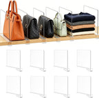 Acrylic Shelf Dividers for Closet Organization: Clear Handbag Purse Organizer for Closet - Shelf Separators for Sweater Sweatshirt Clothes Towel in Bedroom Kitchen, 8Pack