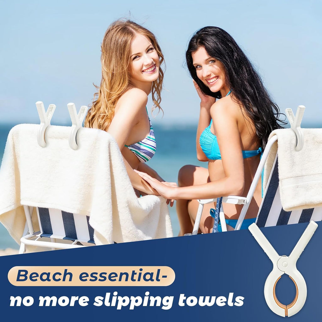 Beach Towel Clips for Beach Chairs, 8 Pack Heavy Duty Towel Clips for Pool Chair Cruise Boat Lounge Chair, Strong Grip Clothes Pins for Beach, Pool, Camping, Picnic, Laundry, Beach Accessories