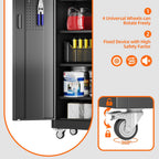 SUXXAN 71" Metal Storage Cabinet with Wheels, Pegboard, Lock, 5 Shelves | Locking steel cabinet with wheels, pegboard and 5 shelves for garage, workshop, office or pantry; assembly required.