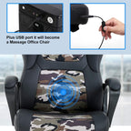 Office Chair Gaming Chair Desk Chair Ergonomic High Back Massage Computer Chair with Lumbar Support & Comfort Armrest PU Leather Rolling Task Racing PC Swivel Executive Chair for Men Women, Camo