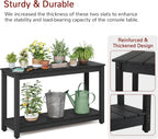 Stoog Outdoor Console Table, All-Weather 2-Tier Patio Console Table with Adjustable Feet, Low Maintenance, for Backyard, Garden, Entryway, and Deck, Black