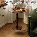 YUNMUARY-Vintage Round End Table with Storage Solid Wood Bedside Tables Wooden End Tables Circle Nightstands Living Room Side Table for Small Spaces Bedroom Side Tables Modern Coffee Table for Balcony