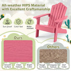 Giantex Kids Adirondack Chair, All-Weather HIPS Children's Outdoor Chair with Tilted High Backrest, Toddler Beach Chair for Garden Patio Backyard, Kids Lawn Chairs for Age 3-7 (1,Pink)