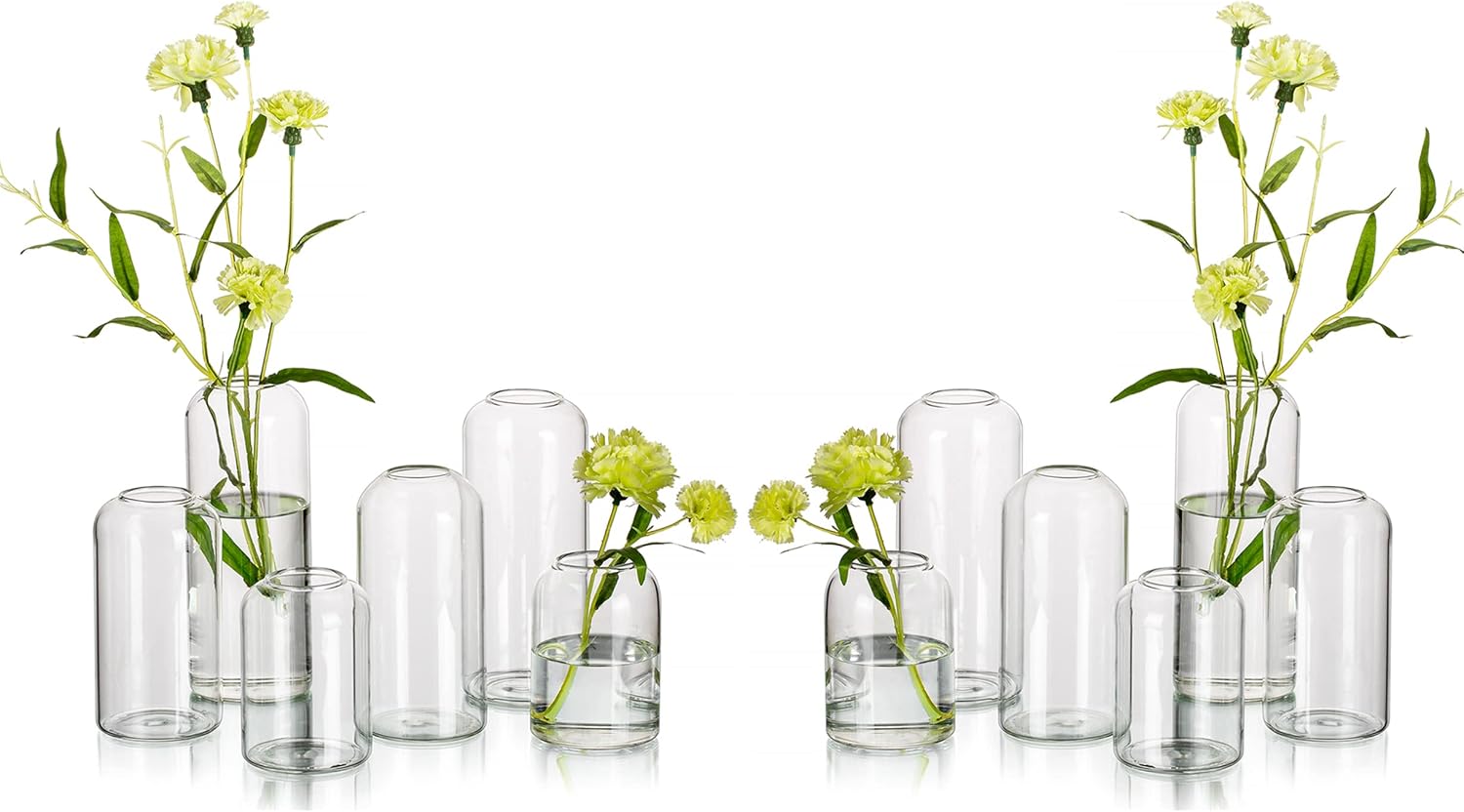 Glass Bud Vases for Flowers - Hewory Blown Modern Small Glass Vases for Centerpieces Set of 12, Mini Clear Bulk Flower Vases for Wedding Party Events Home Decor Floral Arrangement (Not Include Flower)