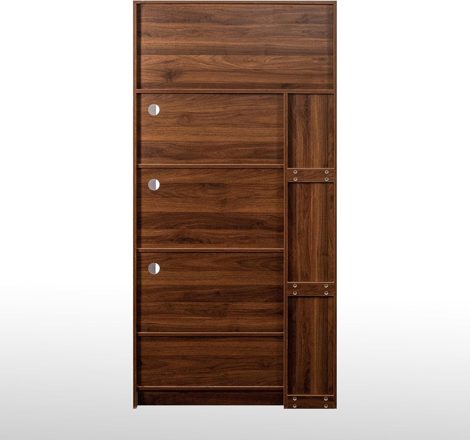 Tall Kitchen Hutch Cabinet with Pull-out Shelves & Drawer Freestanding Pantry Cabinet Large with Cable Management Glass Door Cupboard for Kitchen, Dining Room with Microwave Countertop Walnut Finish