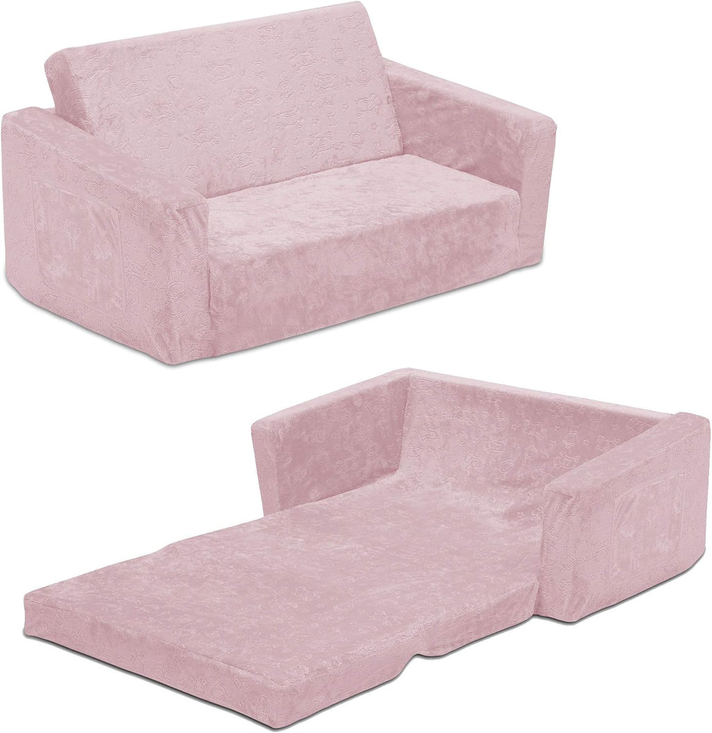 Lifetime 280094 Kid's Picnic Table, Size 1, Almond and Delta Children Serta Perfect Sleeper Extra Wide Convertible Sofa to Lounger, Comfy 2-in-1 Flip Open Couch/Sleeper for Kids, Pink