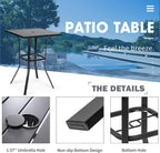 Crownland Patio Bar High 39” Table Metal Frame Outdoor Bar Bistro Table, Slatted Table Top with 1.57" Umbrella Hole, Classic Black